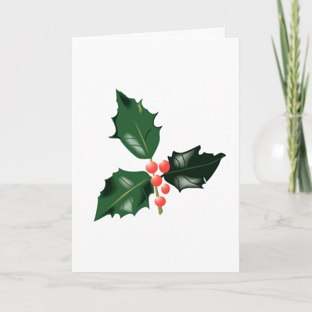 Bright Holly Feuilles Red Berries Carte de vacance (Devant)