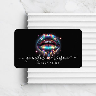 Bright Holographic Lips Makeup Artist, Beauty Business Card