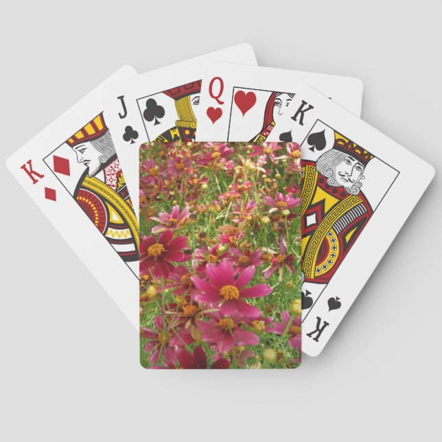 Bright Hot Pink and Yellow Daisy flowers Playing Cards (Back)