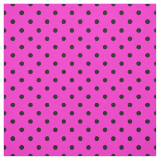 Bright Hot Pink Black Spotty Polka Dot Pattern Fabric