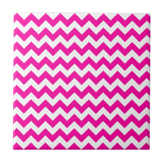 Bright Hot Pink Chevrons Tile