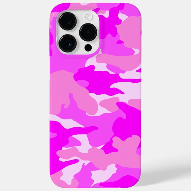 Bright Hot Pink Girly Camouflage Pattern Durable Case-Mate iPhone Case (Back)