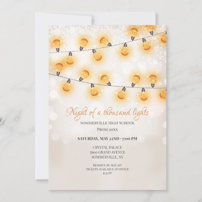Bright Hung Lights Prom Invitation (Front)