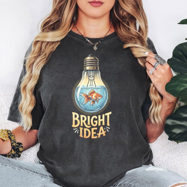 Bright Idea Goldfish Lightbulb Design T-Shirt (Creator Uploaded)