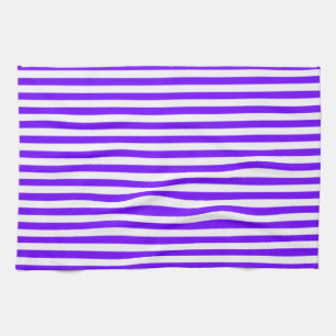 Bright Indigo, Violet, Purple & White Stripes Kitchen Towel