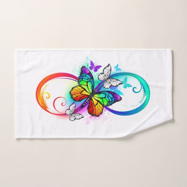 Bright infinity with rainbow butterfly (Serviette à main)