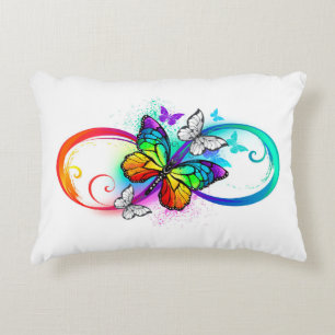 Bright infinity with rainbow butterfly accent pillow