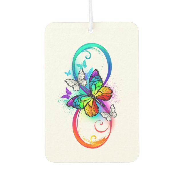 Bright infinity with rainbow butterfly air freshener (Front)