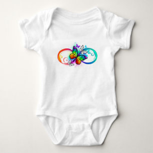 Bright infinity with rainbow butterfly baby bodysuit