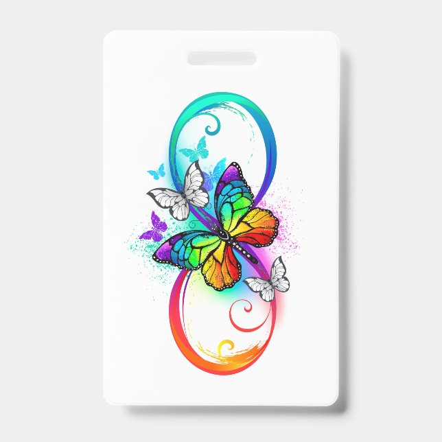 Bright infinity with rainbow butterfly badge (Front)