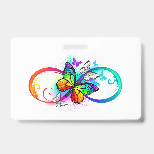 Bright infinity with rainbow butterfly badge