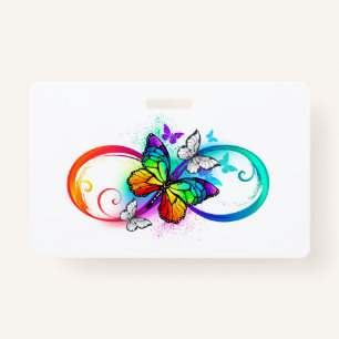 Bright infinity with rainbow butterfly badge