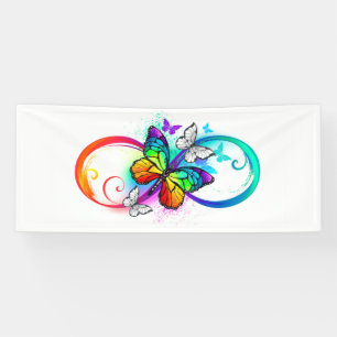 Bright infinity with rainbow butterfly banner