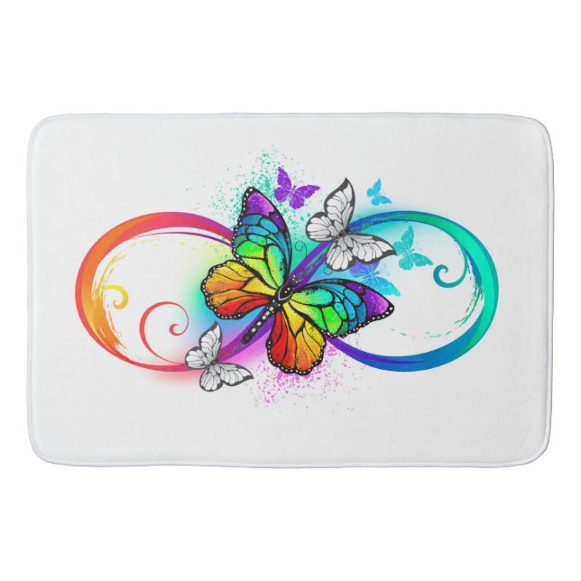 Bright infinity with rainbow butterfly bath mat (Front)