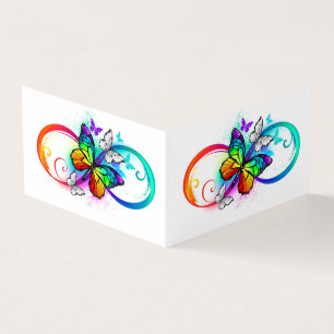 Bright infinity with rainbow butterfly business card