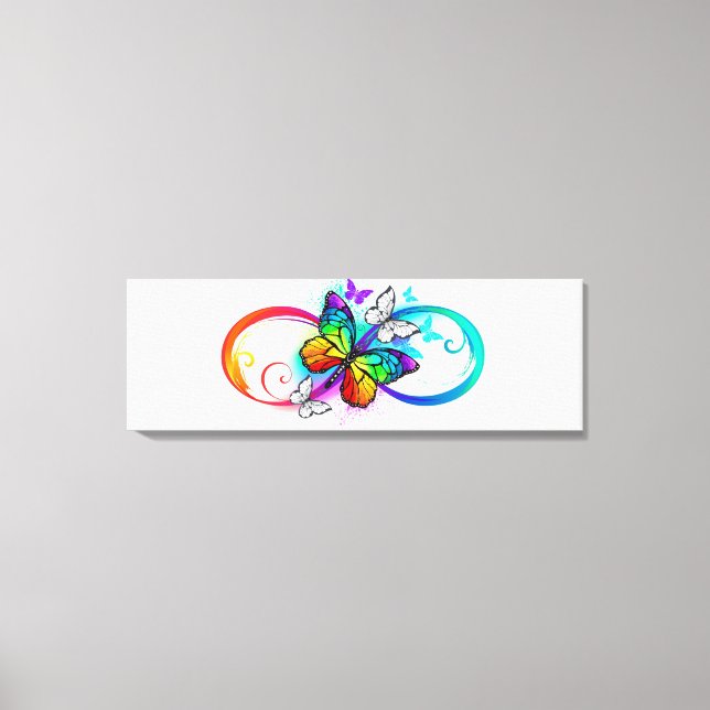 Bright infinity with rainbow butterfly canvas print (Front)