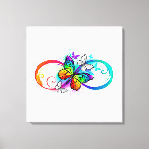 Bright infinity with rainbow butterfly canvas print