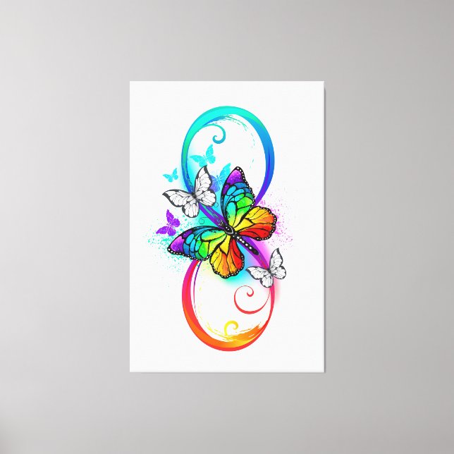 Bright infinity with rainbow butterfly canvas print (Front)