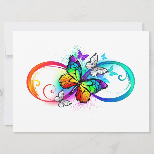 Bright infinity with rainbow butterfly card (Front)