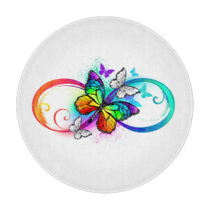 Bright infinity with rainbow butterfly  cutting board