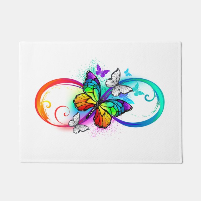 Bright infinity with rainbow butterfly doormat (Front)