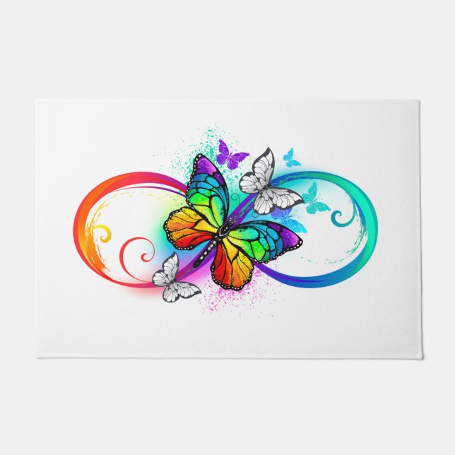 Bright infinity with rainbow butterfly doormat (Front)