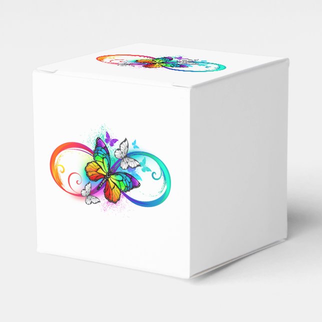 Bright infinity with rainbow butterfly favor box (Front Side)