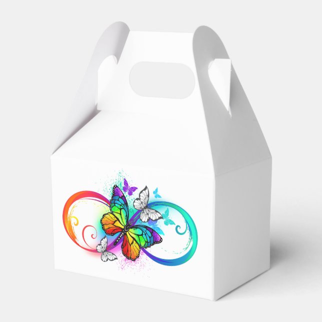 Bright infinity with rainbow butterfly favor box (Front Side)