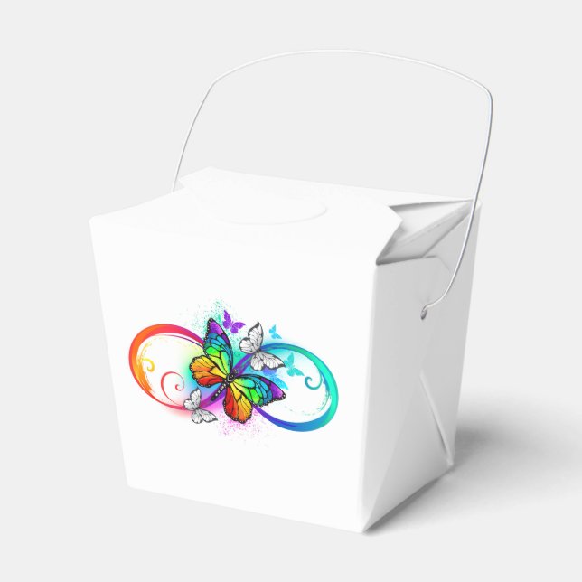 Bright infinity with rainbow butterfly favor box (Front Side)
