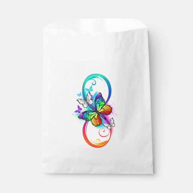 Bright infinity with rainbow butterfly favour bag (Front)