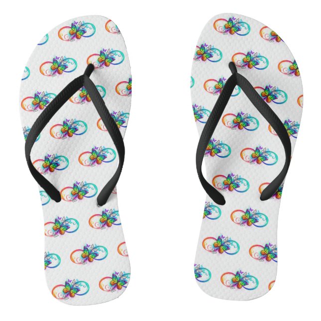 Bright infinity with rainbow butterfly flip flops (Footbed)