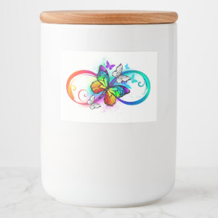 Bright infinity with rainbow butterfly food label