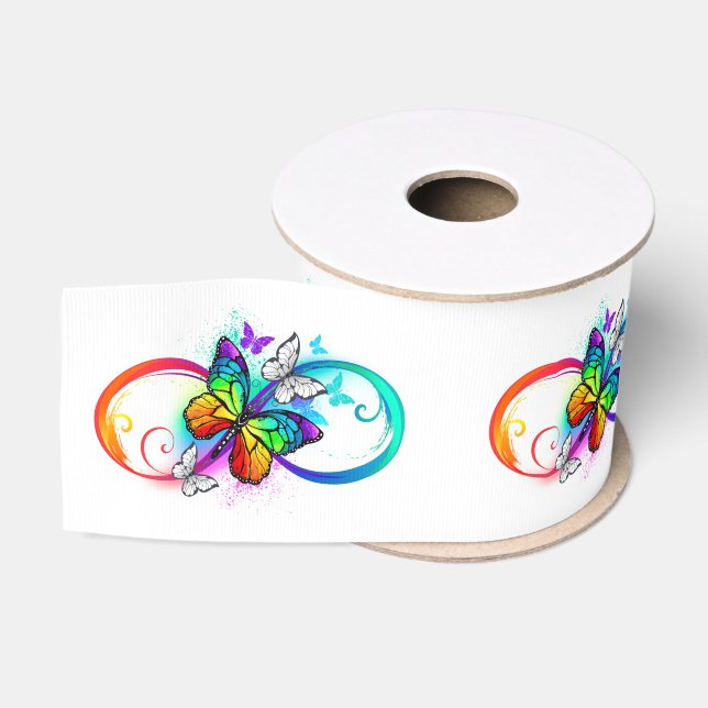 Bright infinity with rainbow butterfly grosgrain ribbon (Spool)