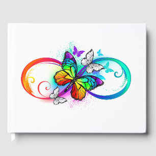 Bright infinity with rainbow butterfly guest book