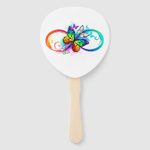 Bright infinity with rainbow butterfly hand fan