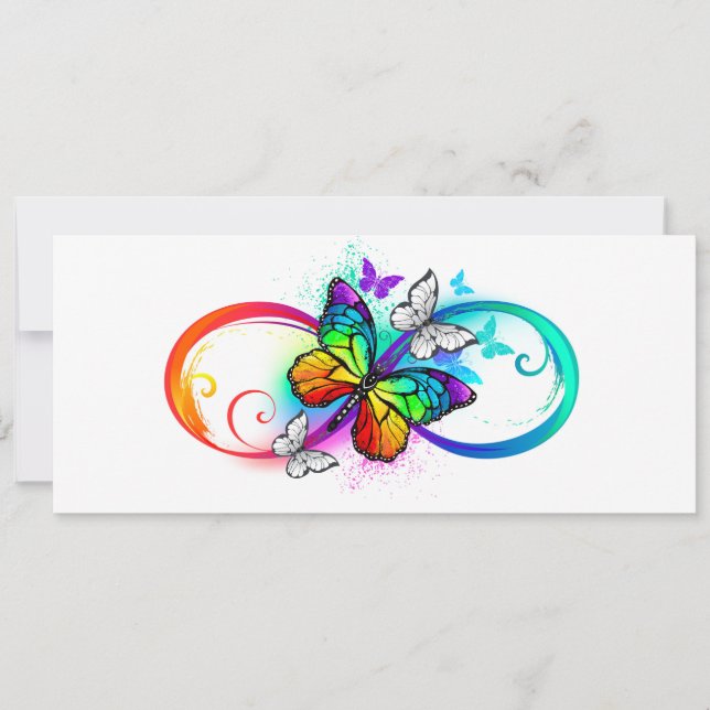 Bright infinity with rainbow butterfly holiday card (Front)