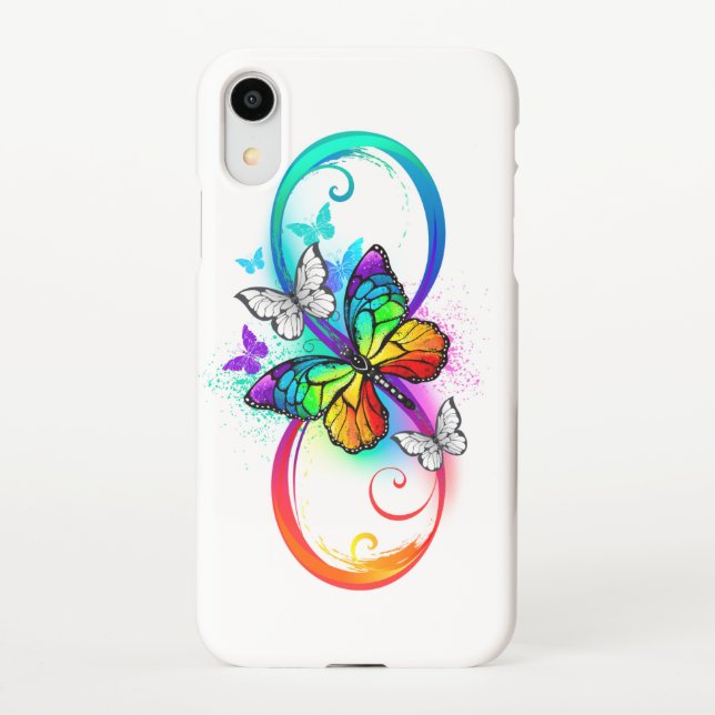 Bright infinity with rainbow butterfly iPhone case (Back)