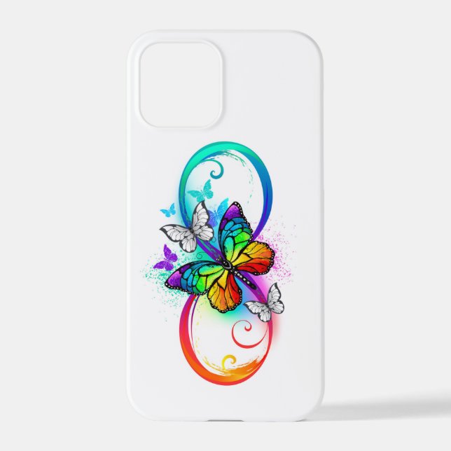 Bright infinity with rainbow butterfly iPhone case (Back)