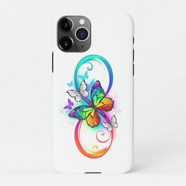 Bright infinity with rainbow butterfly iPhone case (Back)