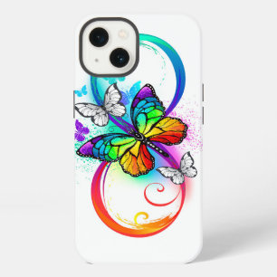 Bright infinity with rainbow butterfly iPhone 13 case