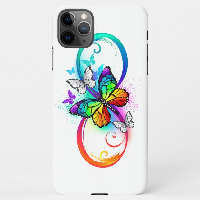 Bright infinity with rainbow butterfly iPhone case (Back)