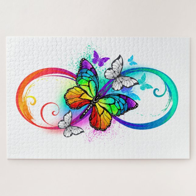 Bright infinity with rainbow butterfly jigsaw puzzle (Horizontal)