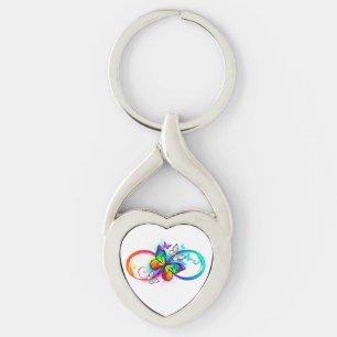 Bright infinity with rainbow butterfly keychain