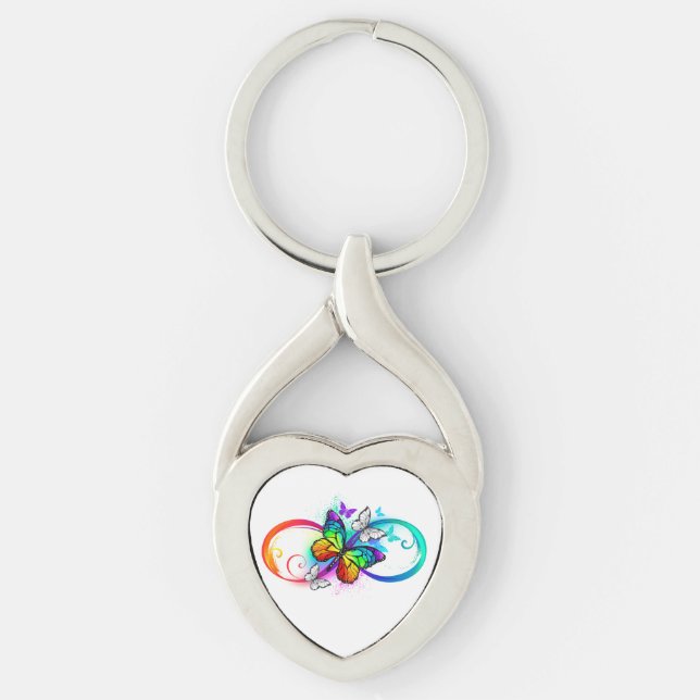 Bright infinity with rainbow butterfly keychain (Front)