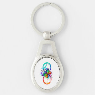 Bright infinity with rainbow butterfly keychain
