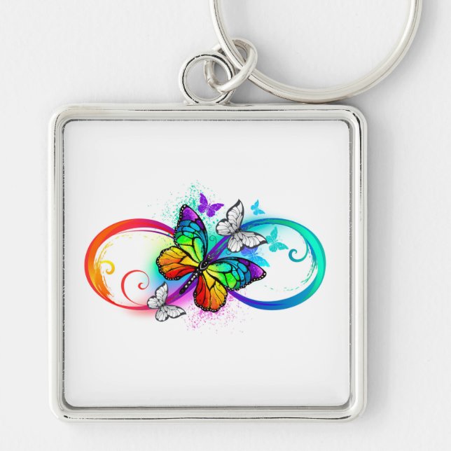 Bright infinity with rainbow butterfly keychain (Front)