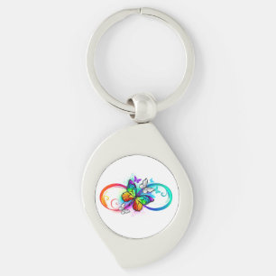 Bright infinity with rainbow butterfly keychain