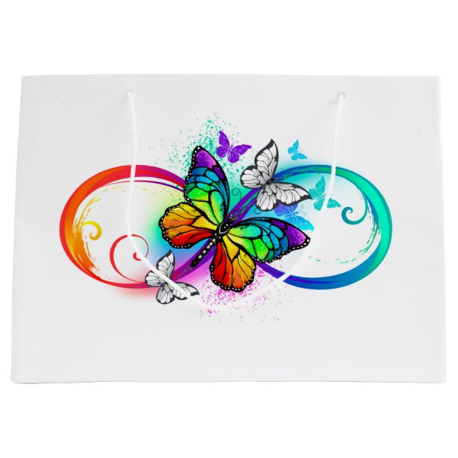 Bright infinity with rainbow butterfly large gift bag (Front)