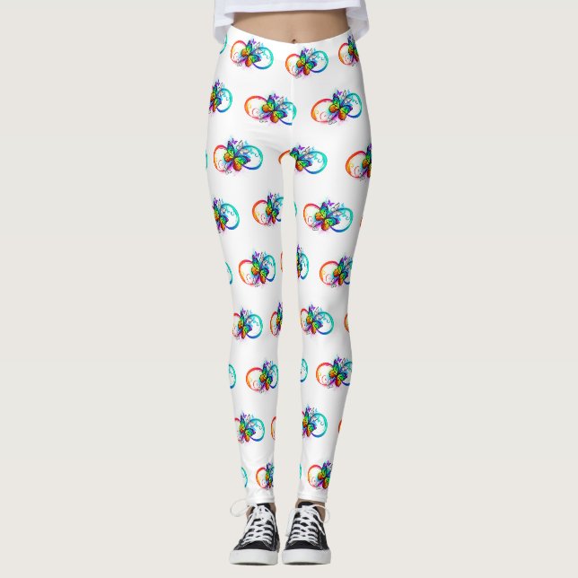 Bright infinity with rainbow butterfly leggings (Front)