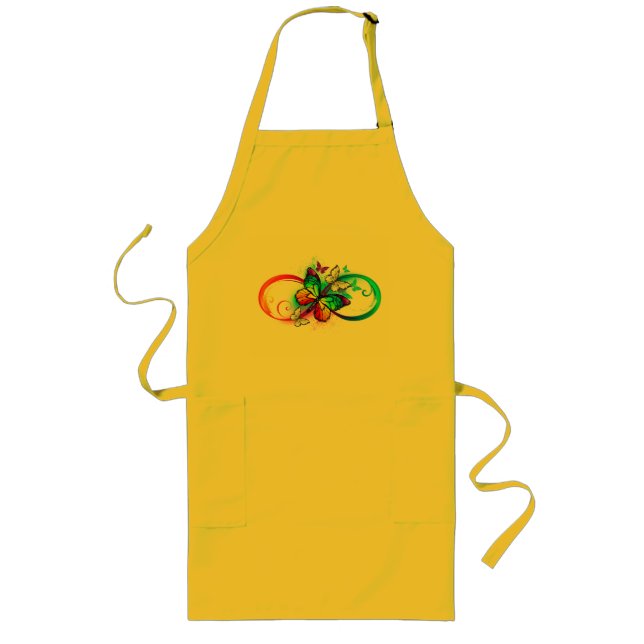 Bright infinity with rainbow butterfly long apron (Front)